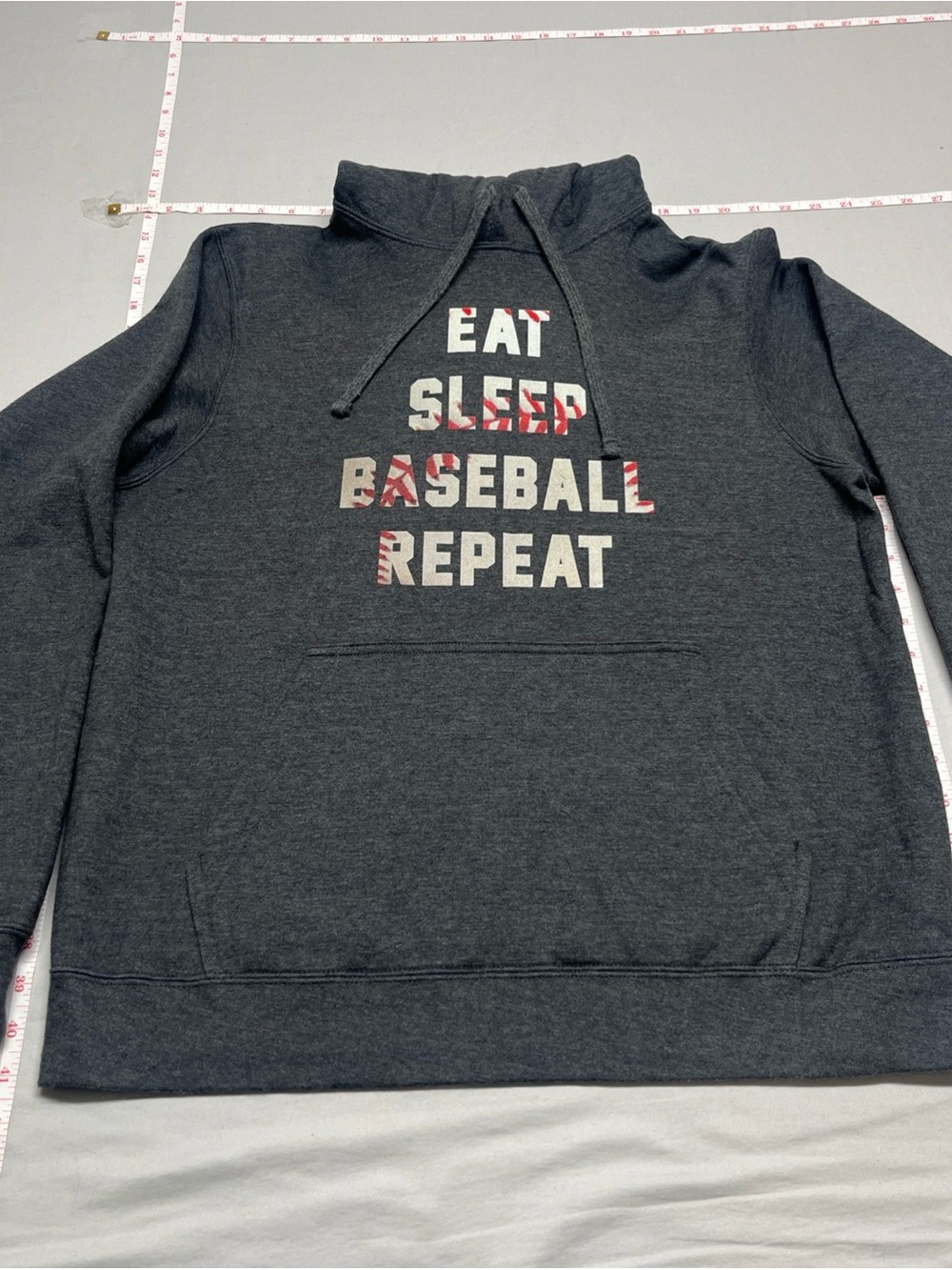 Port and Company Charcoal Gray 'Eat Sleep Baseball Repeat' Pullover Hoodie. 1070